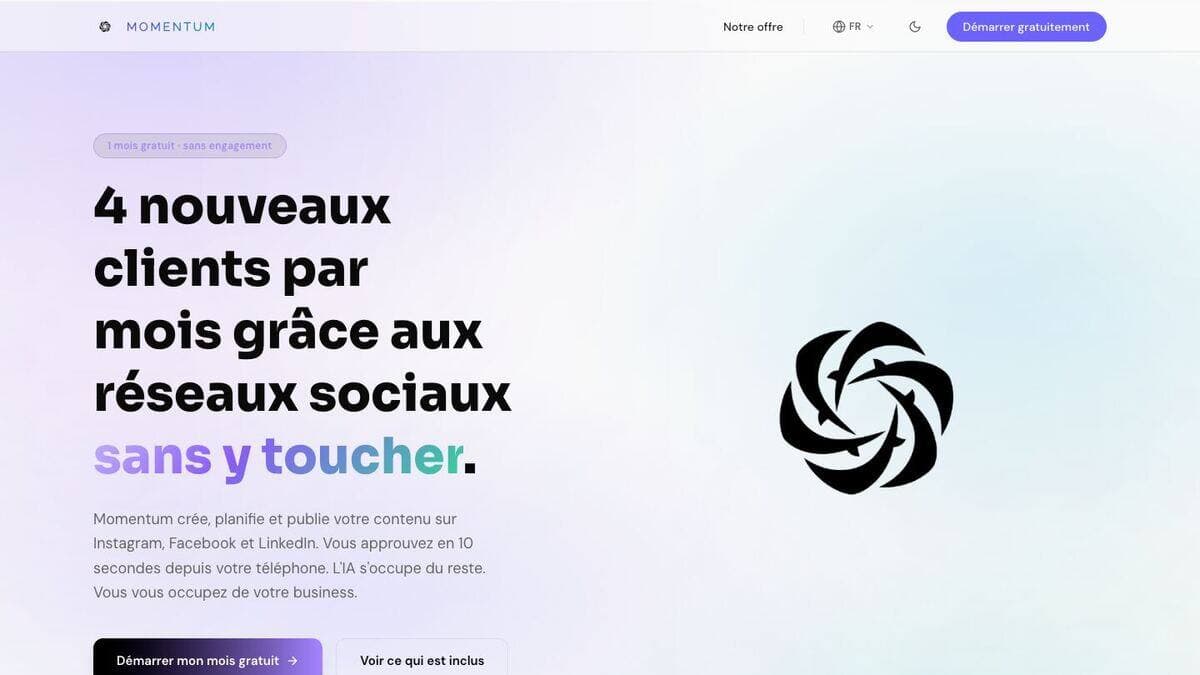 Aperçu du site Momentum