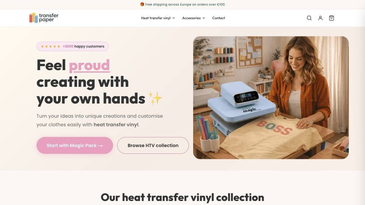 Aperçu du site Paper Transfer