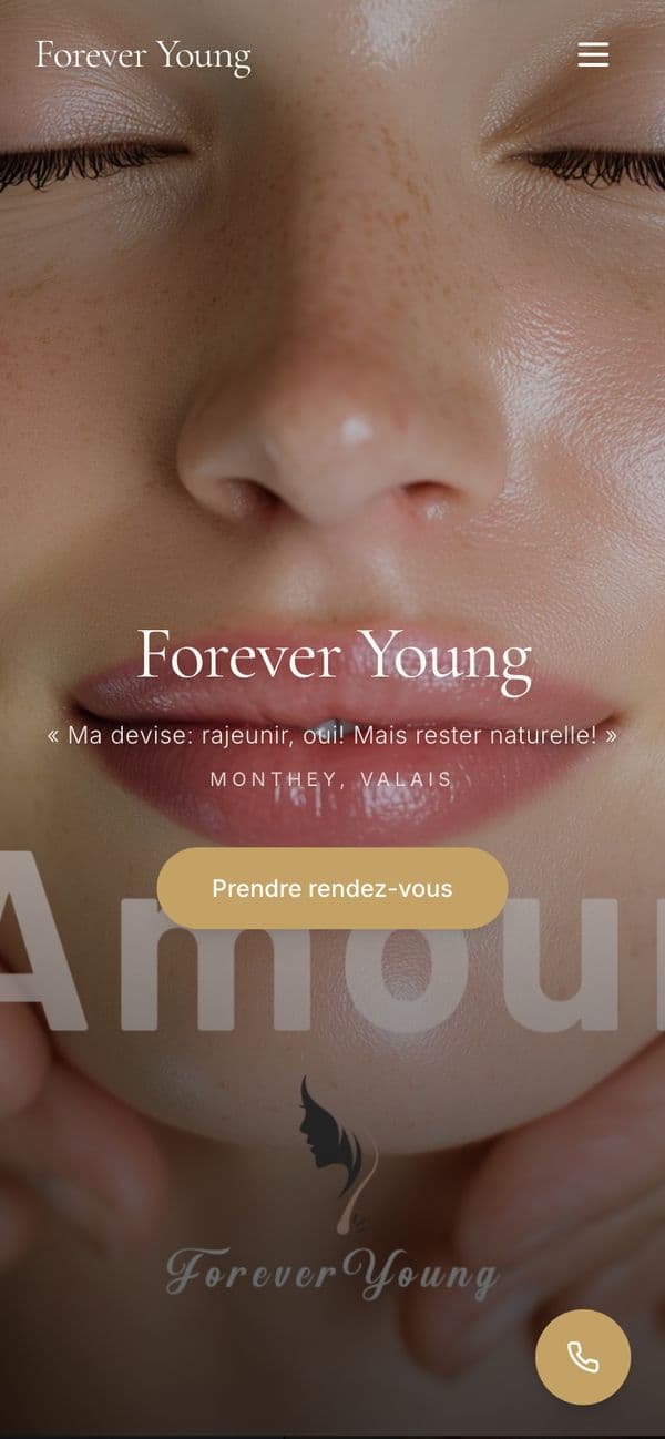 Le site de Forever Young sur un téléphone